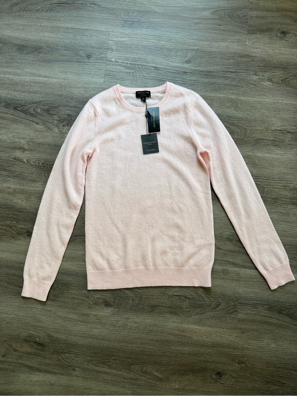 NWT Charter Club Cashmere Women's Light Pink Crewneck Sweater XS